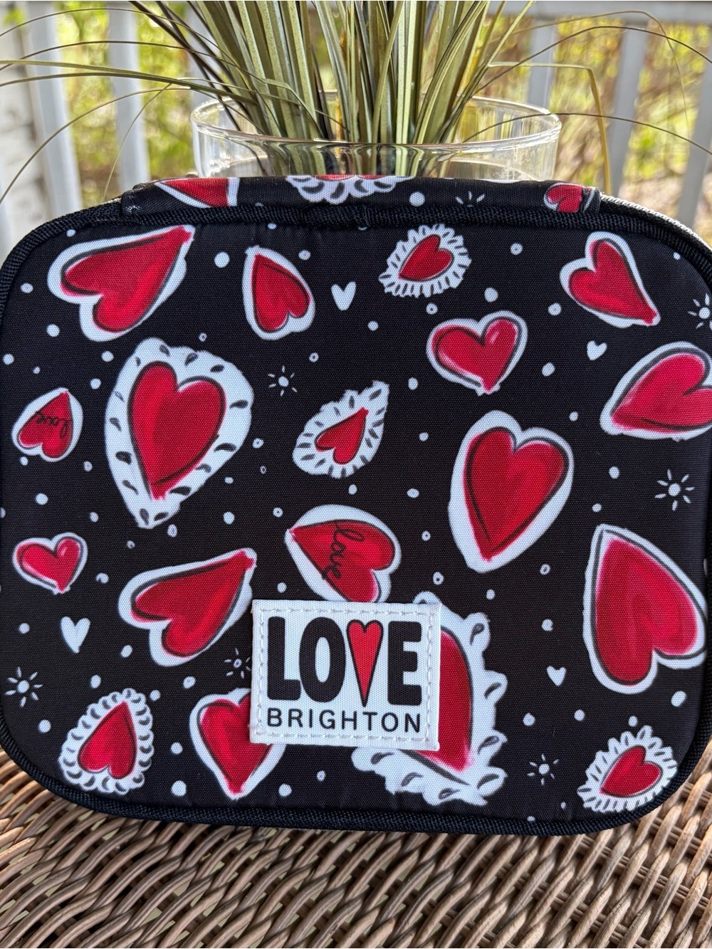Brighton Black and Red Heart Print Jewelry Case